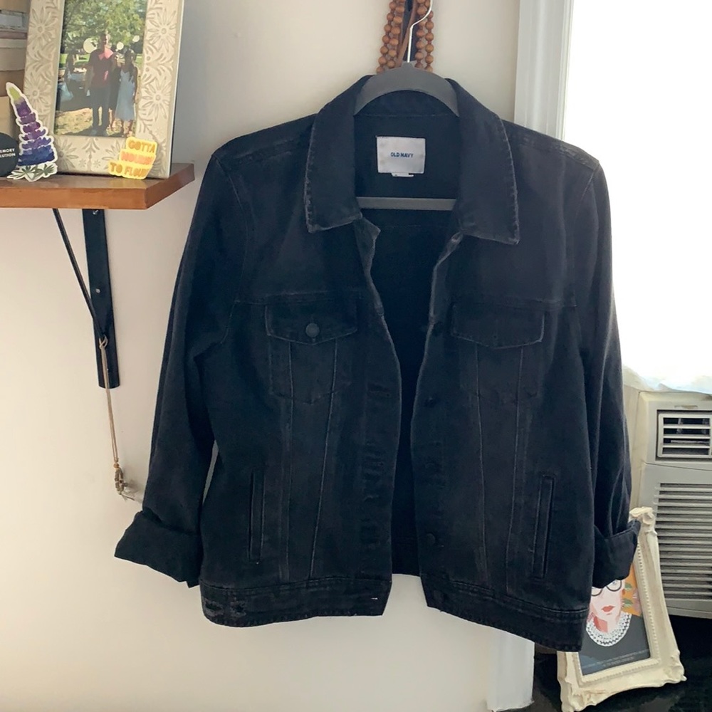 Slightly Distressed Black Jean jacket